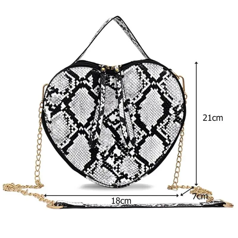 Женские сумки ретро змеиная цепь в форме сердца сумка с принтом маленькая искусственная змеиная кожа маленькая сумка-мессенджер сумки Прямая поставка