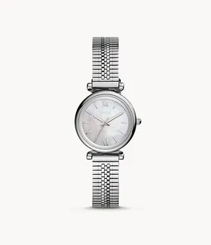 

2020 Fossil Women's Elegant Fashion Silver Luxury Carlie Mini Three-Hand Women Stainless-Steel Wrist Waterproof Watch ES4695