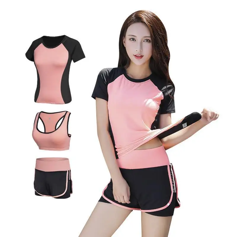 

Sports WOMEN'S Suit Summer Running Quick-Dry Workout Clothes Three-piece Set-Korean-style Shorts Outer Vest Yoga Clothes