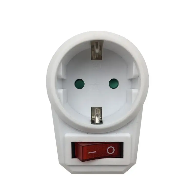 European Conversion Plug 1 to 1 Way Power Adapter Adaptor with Switch 16A AC250V afbeelding