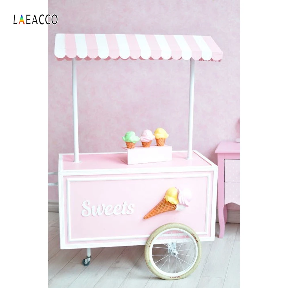 Laeacco Ice Cream Cart Scene Baby Newborn Portrait Photography Backgrounds Custom Photographic Backdrops For Home Photo Studio |