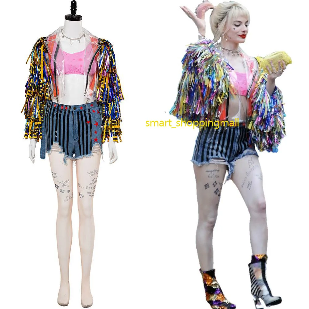 

Batman Birds of Prey And the Fantabulous Emancipation of One Harley Quinn Cosplay Costume Coat Jacket Full Set Outfit Custom