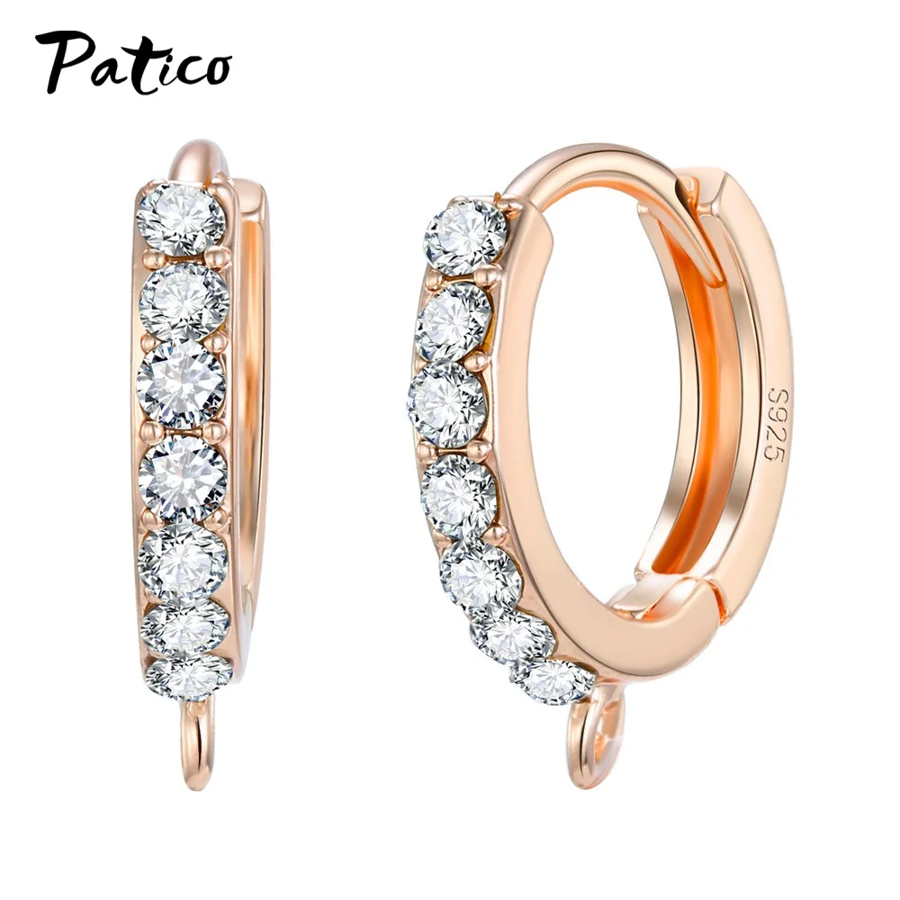 Wholesale 925 Sterling Silver Hook Earring DIY Accessories Crystal AAA Cubic Zirconia Handmade Earrings Jewelry Making Findings
