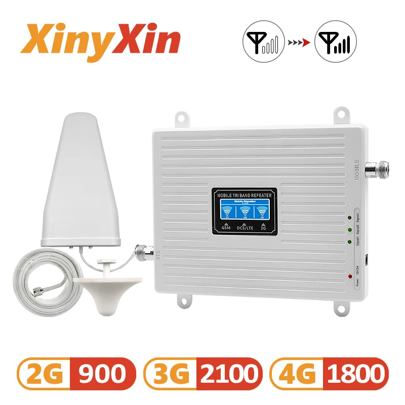 Трехдиапазонный ретранслятор 4G 3G 2G Усилитель сотового сигнала GSM 900 DCS LTE 1800 WCDMA 2100