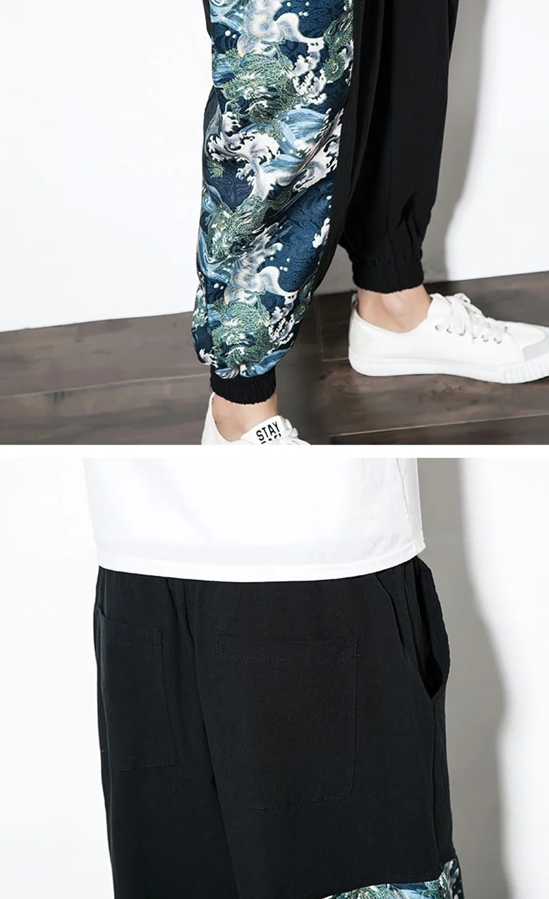 Хлопковые Мужские штаны в китайском стиле, Японская уличная одежда для бега, Мужские штаны в стиле хип-хоп, мужские брюки, весна, KK3261