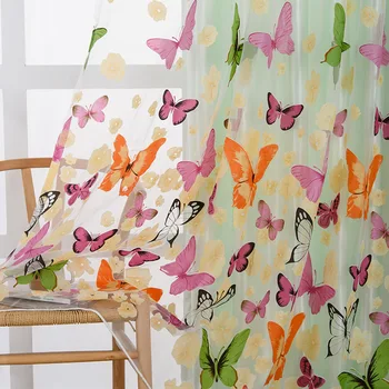 

Curtains for Living Room Windows Shades Tulle Curtain Fabric Photo Sheer To The Nursery Filament for House Net Butterfly Print