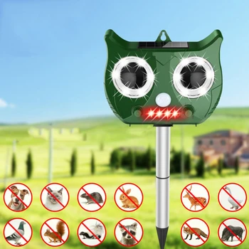

Solar Ultrasonic Pest Repeller Outdoor PIR Sensor Animal Repellent With LED Lamp Snake Cat Dog Bird Dispeller for Home Garden