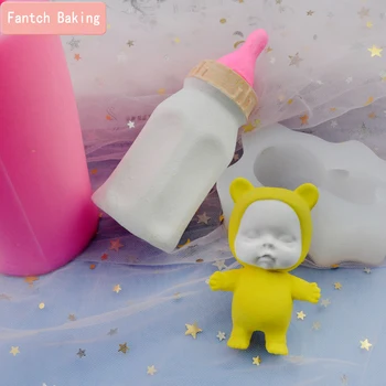 

2020new 3D Feeding Bottle Silicone Molds Sleep baby mold for Cake Sugar Candy DIY Design Fondant Decorating Tools Handmade Soap