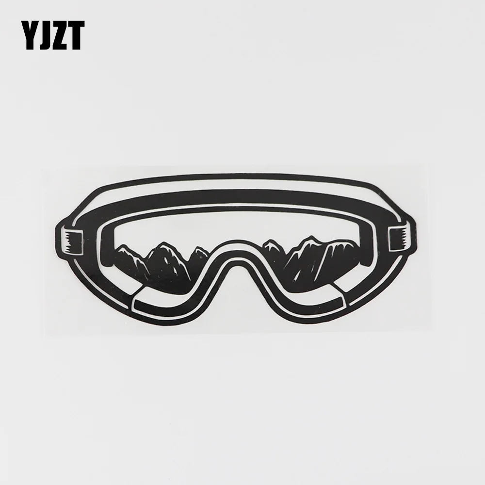 YJZT 14.2CMX6.1CM Glasses Winter Sport Snowboard Skiing Vinyl Car Sticker Black/Silver 8A-0647 | Автомобили и мотоциклы