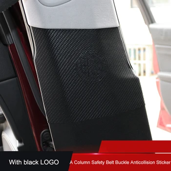

QHCP Door A Column Anti-collision Sticker Safety Belt Buckle Protection Leather Carbon Fiber Style Special For Alfa Romeo Giulia