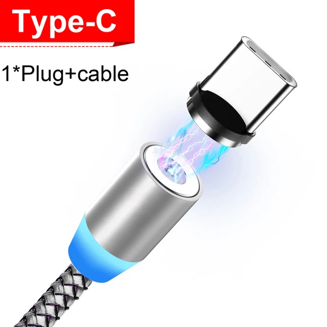 Silver For Type C INIU светодиодный магнитный кабель Micro usb type-C для быстрой зарядки для iPhone 11 samsung, магнитный Micro usb type-C шнур зарядного устройства - Цвет: Silver For Type C