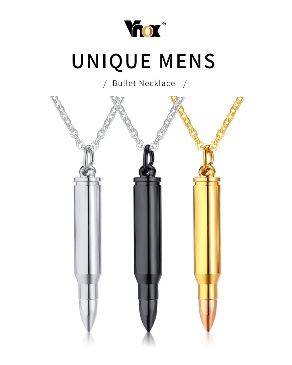Vnox уникальное ожерелье с пулей для мужчин мужские аксессуары воротник masculino