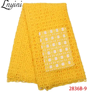 

Yellow Color African Lace Fabrics Guipure Cord Lace Fabric for Bridal Lace Materials High Quality Hollow Out Cotton Lace L2836B