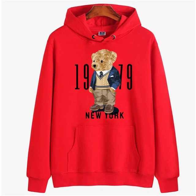 Creative Fashion Gentleman Teddy Bear Sweatshirt Autumn/Winter Thickening Plus-size Men and Women Hoodies Lovers Hoodie S-4XL as photo