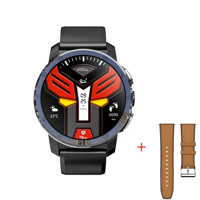 add brown leather Kospet Optimus pro, две системы, Смарт-часы, Android телефон, камера 8 Мп, gps карты, Google play store, водонепроницаемые Смарт-часы для мужчин - Цвет: add brown leather