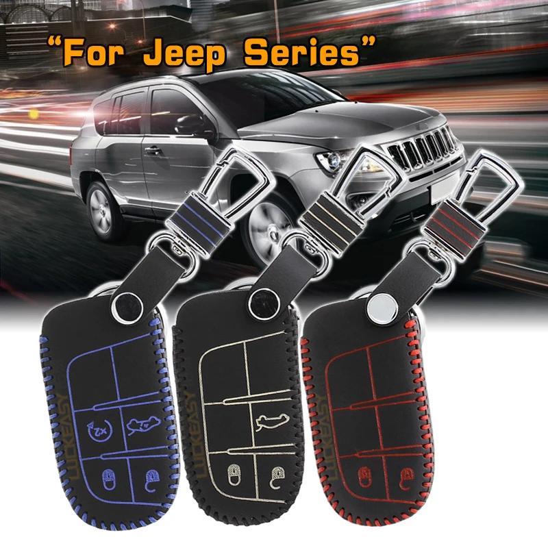 Кожаный чехол для автомобильного ключа jeep Renegade Patriot Cherokee Wrangler Grand Compass 2014 2015 2016 2017