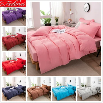 

Pure Color Solid Duvet Cover Pillowcase Set Adult Kids Boy Girls Single Twin Queen King Size Bedding Bag Quilt Cover Soft Cotton