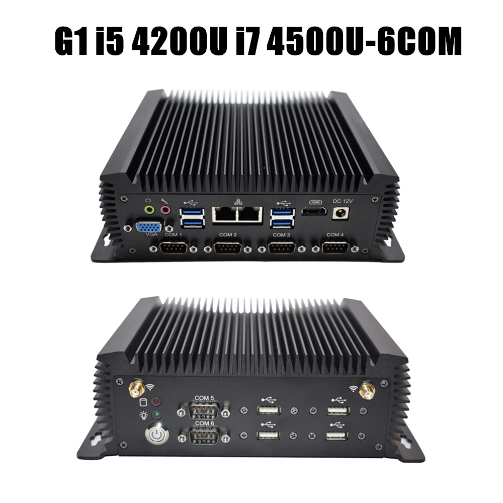 2019 Industrial Fanless Mini PC Intel i7 i5 J1900 2*Intel Lans 6/2 COM USB Micro Computer Linux 3G
