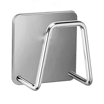 

2pcs Self Adhesive Stainless Steel Sponge Holder Kitchen Bathroom Drying Rack Kitchen Sink Accessories Organizer