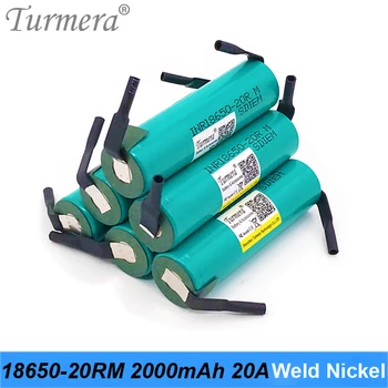 

Turmera 18650 2000mAh 20A Battery INR18650-20RM 3.6V Soldering Nickel for Tool Screwdriver Shrika and Vacuum Cleaner Battery Use