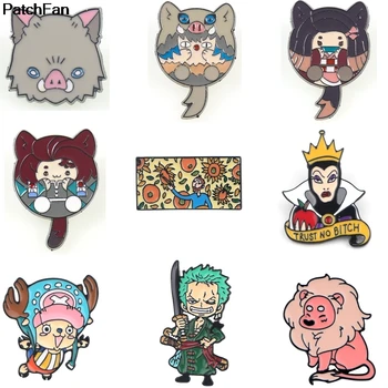 

20pcs/lot A3280 Patchfan Enamel Pins Anime Kimetsu no yaiba ONE PIECE Lion Brooches Lapel Pin Shirt Bag Funny Badge Jewelry Gift