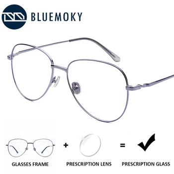 

BLUEMOKY Alloy Prescription Eyeglasses Super Light Glasses Frame Clear Resin Lenses Optical Glasses Hyperopia Myopia Spectacles