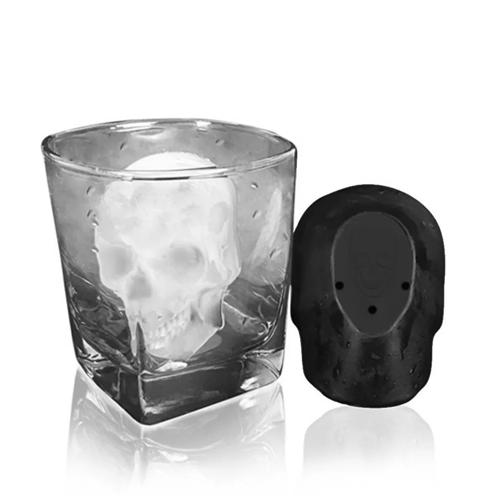 Skull Shape 3D Ice Cube Mold Maker Bar Party Silicone Trays Chocolate DIY Mould, 