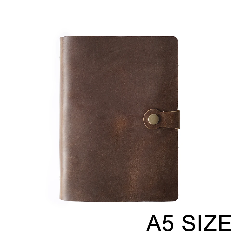 Top Fashion Genuine Leather Rings Notebook A5 Planner With Brass Binder