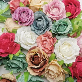 

48Pcs European Fake Antique Finish Rose Flower Heads Dia.2.76" Simulation Roses for Wedding Home Decorative Artificial Flowers