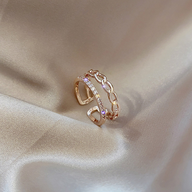 Sexy Zircon Open Rings For Women Trend Heart Pearl Wedding Party Adjustable Ring Girls Elegant Jewelry Gifts