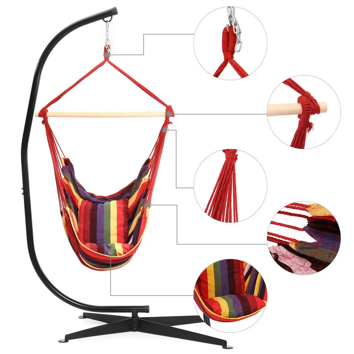 

200KG Load C Hammock Stand Frame Solid Steel Construction with Hanging Air Porch Swing Chair C-stand Hanging Chair