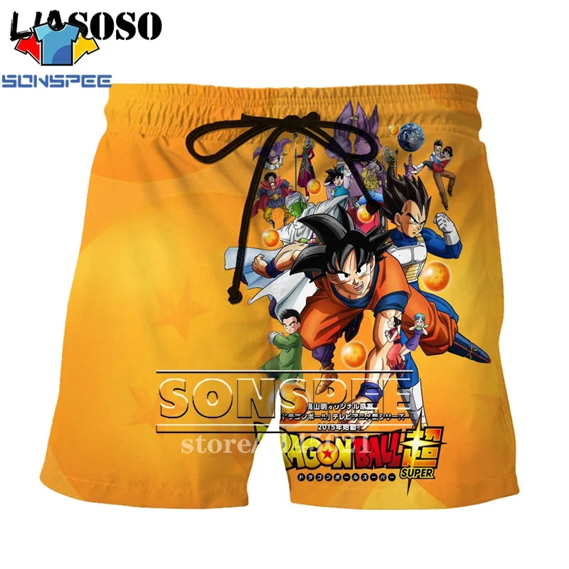 Золотой SONSPEE мужские шорты с 3d принтом японского аниме DBZ Dragon Ball Z Son Goku Kakarotto, пляжные повседневные шорты, пляжные шорты D04 - Цвет: Золотой