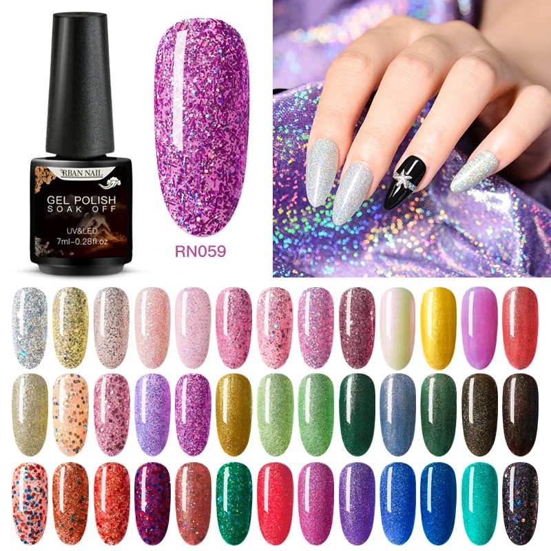Лазерный серебристый голографический мерцающий Блестящий Гель-лак для ногтей RBAN
