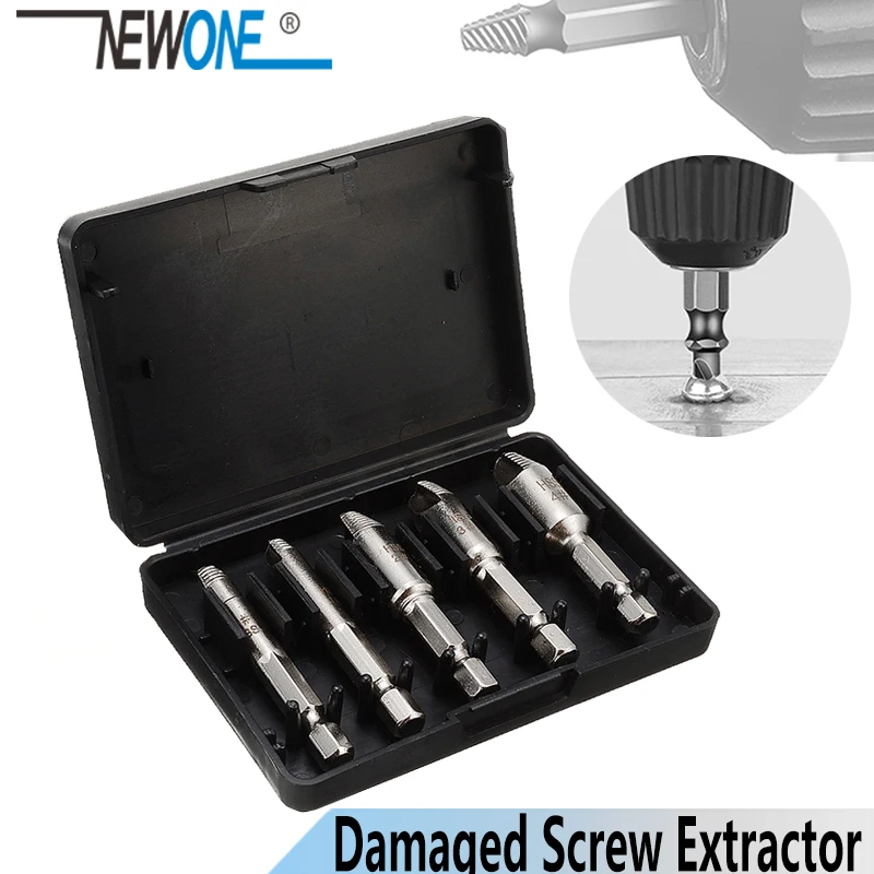 NEWONE Drill Out Damaged Screw Extractor Out Remover Handymen Broken Bolt Stud Removal Tool Kit in case