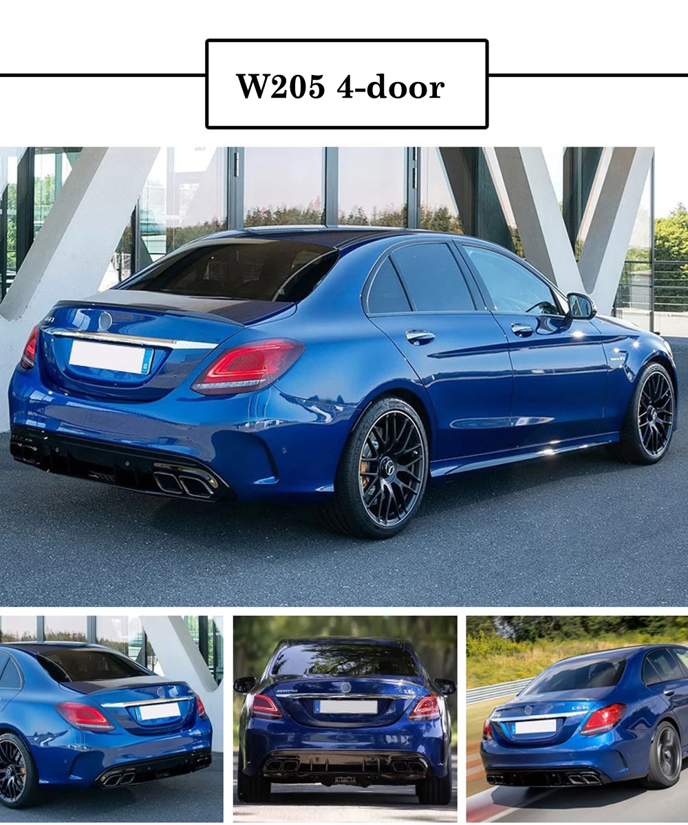 Черный глянец задний диффузор для Mercedes-benz C class W205 C43 C63 4-дверный седан спортивная версия ABS задний бампер с каких-либо соединений выхлопной трубы