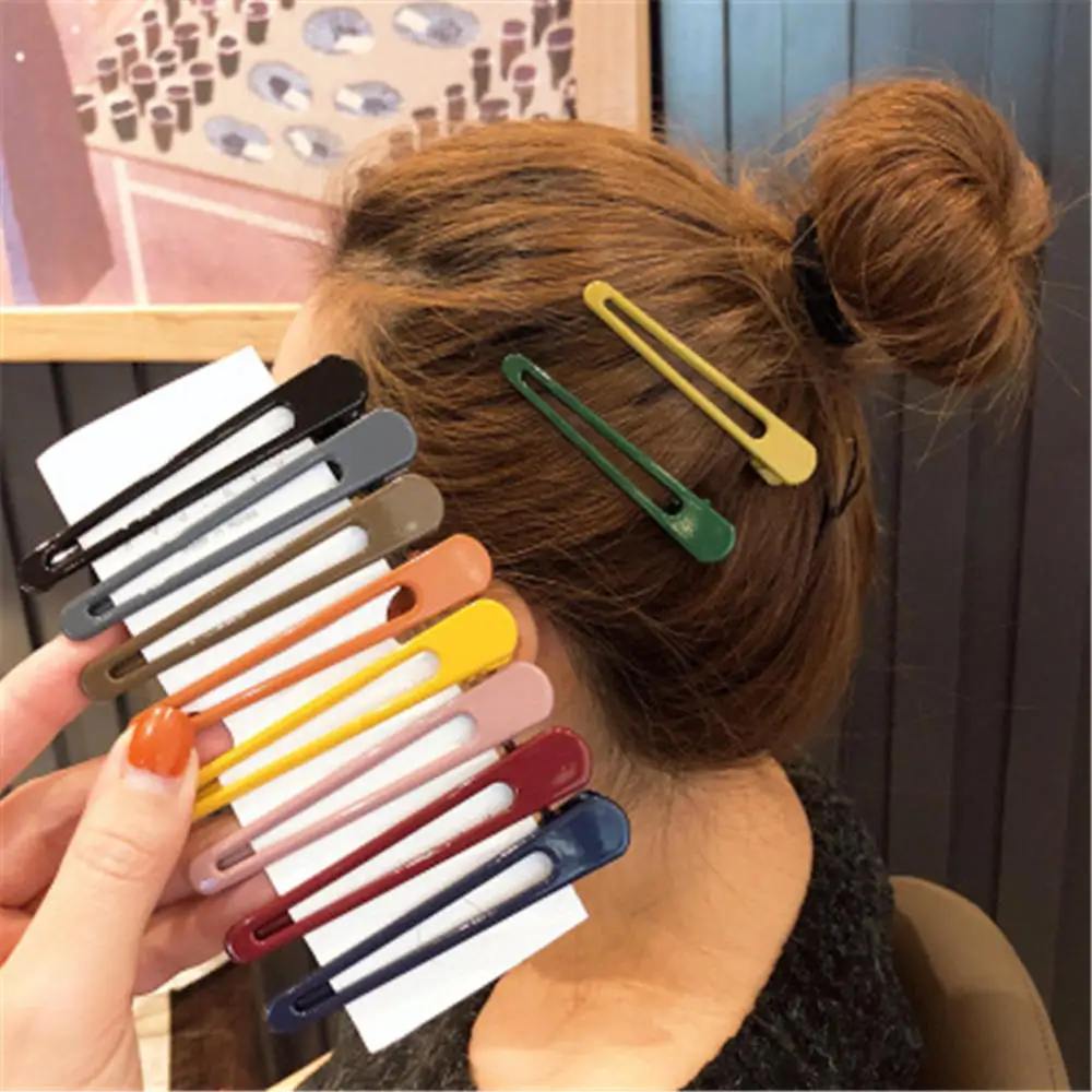 

5 Pcs/Set Colorful Hair Clips Female Simple Metal Clip Headdress Korean Duck Mouth Clip Bangs Hairpin