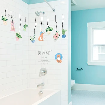 

Waterproof 1pc Wall Sticker Plant Potted Background Household Art Decor Display