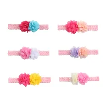 Стиль младенческой два контрастных цвета шифон цветок повязка для волос алиэкспресс Европа и Америка детей кружева волос