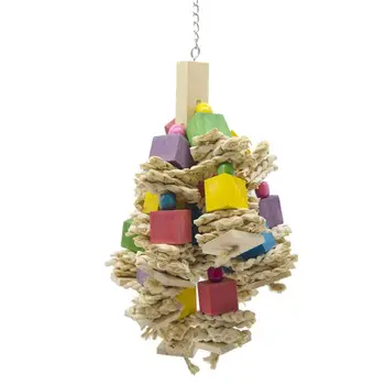 

Parrot Bird Chewing Toy Wooden Blocks Knots Tearing Toys Macaws Climbing String
