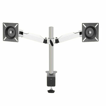 

DLM-TS101D white steel 360 rotate full motion 10-27" double arm dual monitor stand computer desk holder PC clamp bracket