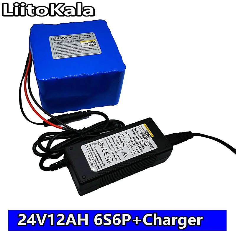 6S6P LiitoKala 24V 12ah литиевая батарея 25 2 V литий ионная для велосипеда 350W и 250W двигатель