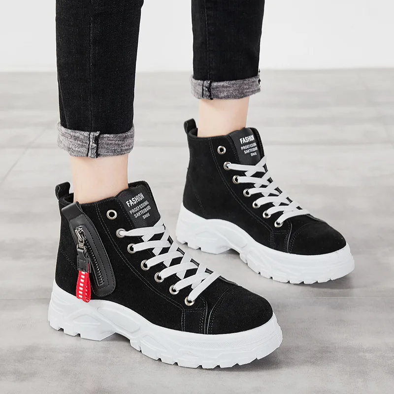

New Style Trend Hight-top WOMEN'S Shoes 2019 Autumn And Winter Martin Boots INS Retro Trendy Shoes Online Celebrity Dad Shoes Wo