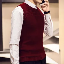 Алиэкспресс Лидер продаж, мужской шерстяной жилет в новом стиле с вырезом лодочкой, Мужской приталенный модный однотонный свитер с вырезом лодочкой в Корейском стиле