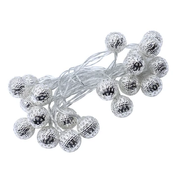 

LED Globe String Lights, Decorative Moroccan Orb, Silver Balls, Bright Warm Light
