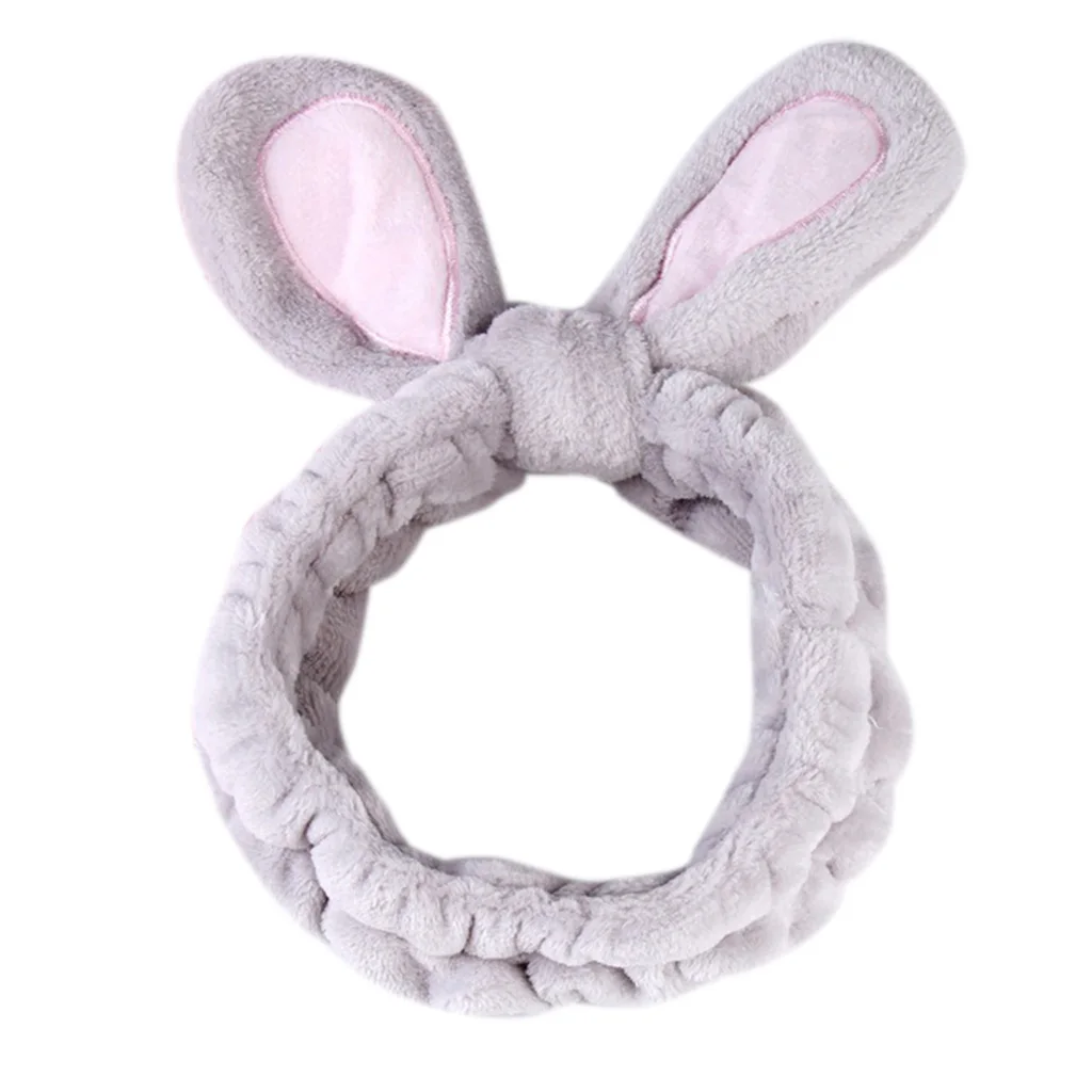 

Women Girl Sweet Candy Color Hairband Plush Cute Embroidered Rabbit Ears Headband Bowknot Ruched Wide Makeup Turban 5 Colors