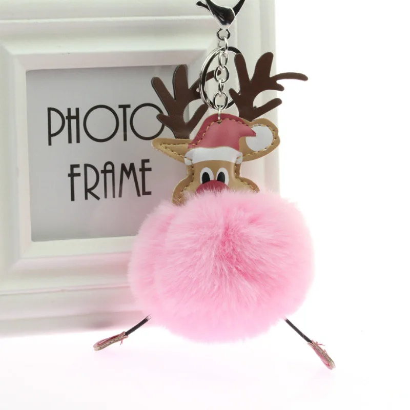 Рождественский брелок с подвеской в виде лося, брелок для волос, брелок для ключей, тонкий уникальный олень, украшение для дома, сумки, Рождественский Декор, подарок - Цвет: Medium powder