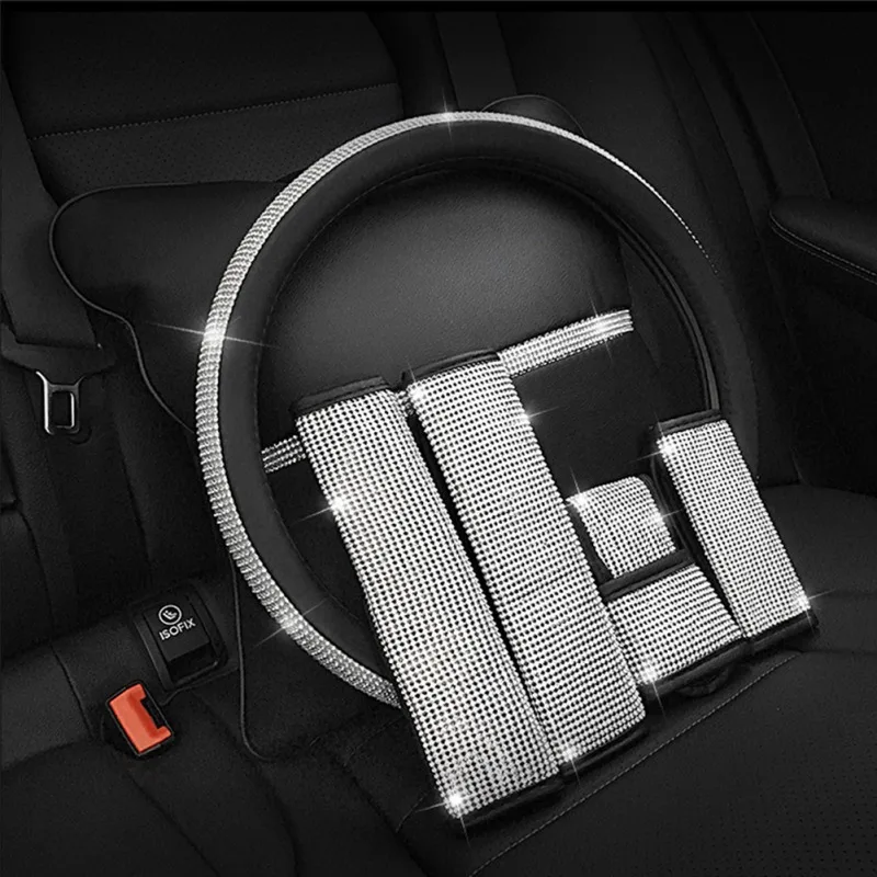 Useful Bling Diamond Rhinestones Crystal Car Steering Wheel Cover PU Leather Auto Accessories Case Styling | Автомобили и