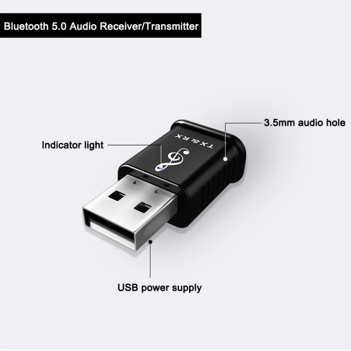 2 в 1 аудио приемник мини передатчик 5,0 Bluetooth 3,5 мм AUX передатчик стерео Bluetooth для автомобиля ПК ТВ Беспроводной адаптер ND998