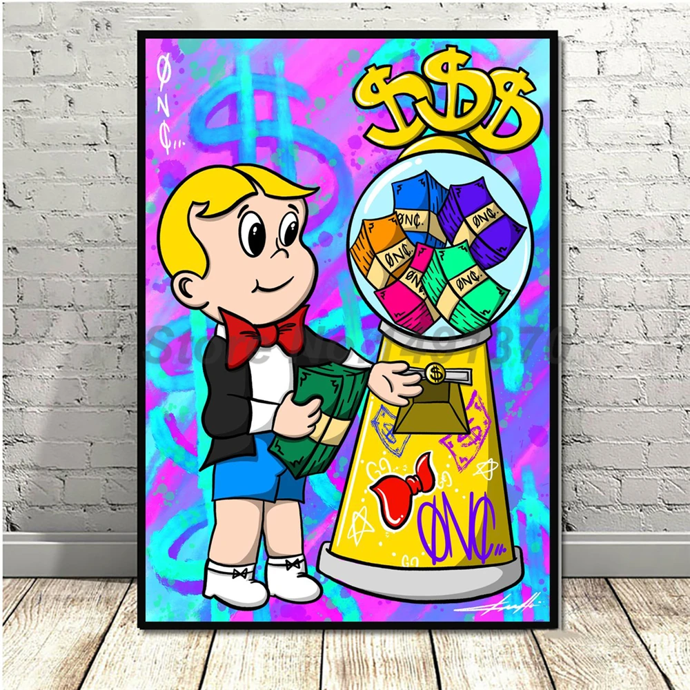 

Alec Monopolies Street Art Riche Money Machine Canvas Painting Poster Abstract Print Decorative Picture For Living Room Home