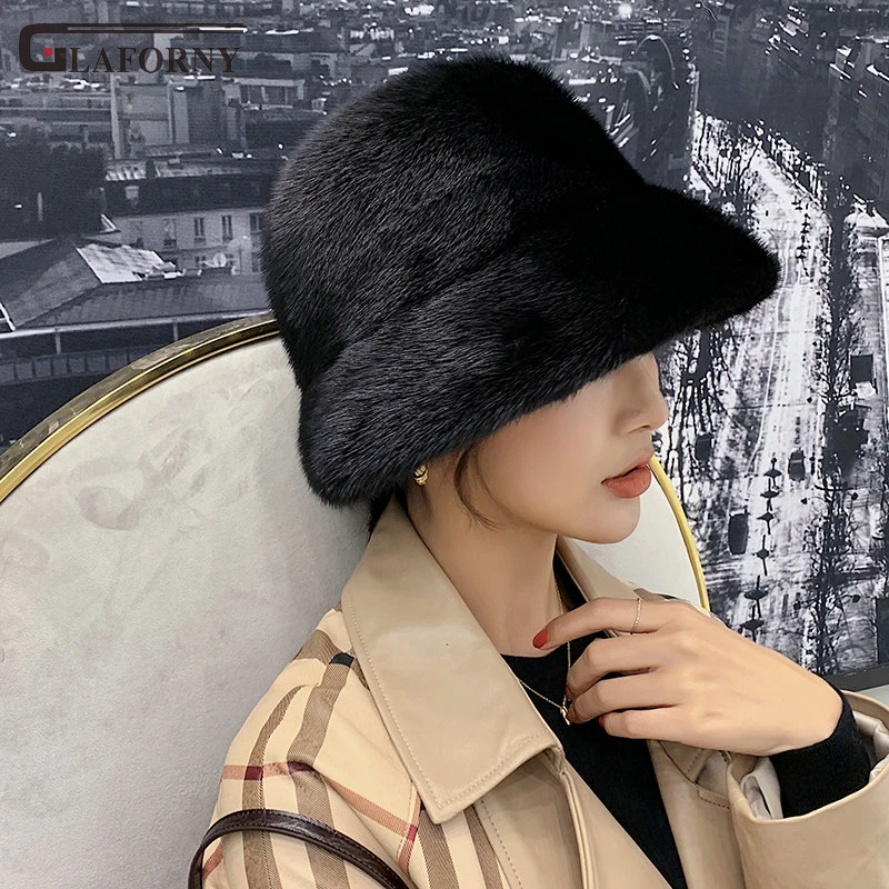 Glaforny шляпа Женская grace Осень Зима Мода ретро солнцезащитный шлем верхняя шапка норковая меховая шапка Твердые Женские панамки, Кепка